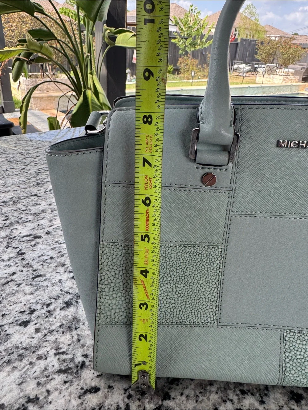 Michael Kors Mint Green Patchwork Leather Satchel